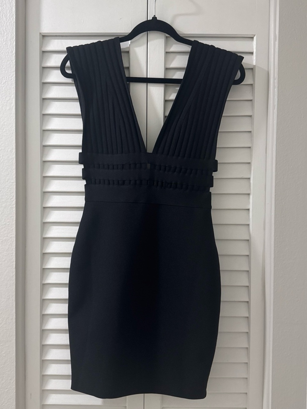 Bandage V-Neck Black Mini Dress